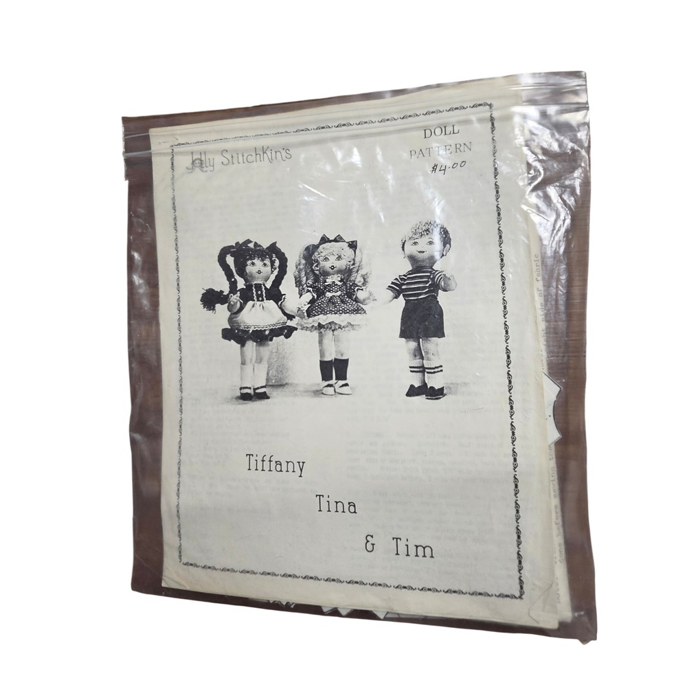 Vintage 1976 Jolly Stitchkin's Tiffany Tina Tim & Ginger Doll Sewing Patterns
